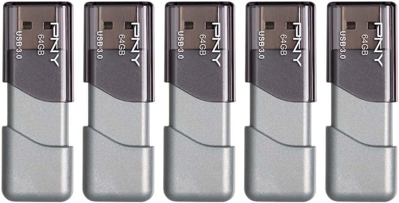 PNY 64GB Turbo Attaché 3 USB 3.0 Flash Drive, Silver (Pack of 5) - Image 1